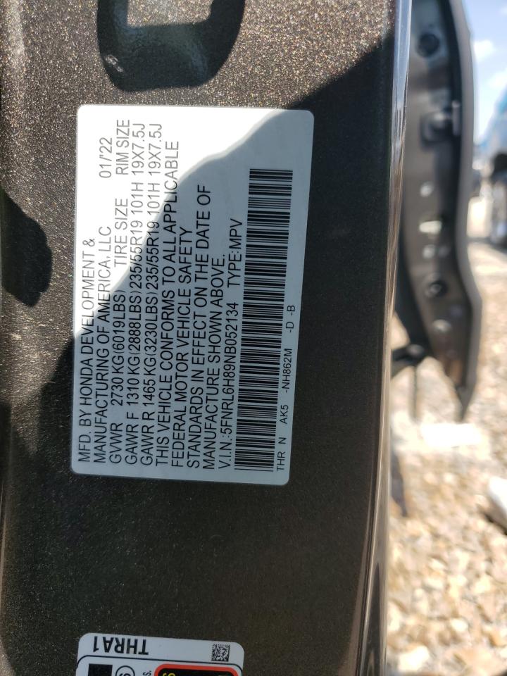 5FNRL6H89NB052134 HONDA ODYSSEY 2022