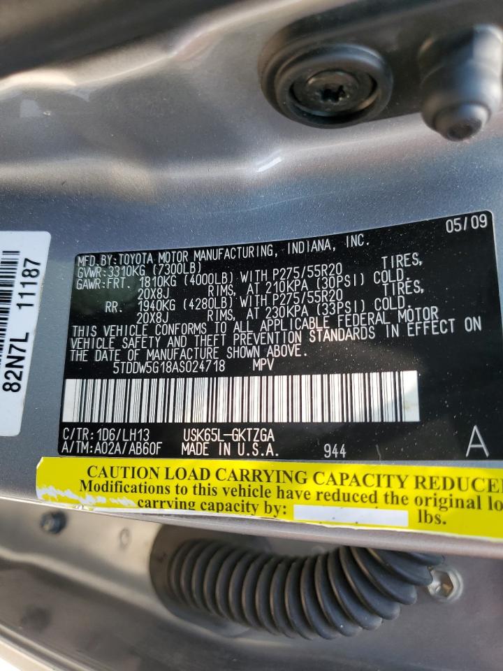 5TDDW5G18AS024718 2010 Toyota Sequoia Platinum