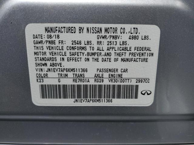 2019 Infiniti Q50 Luxe VIN: JN1EV7AP6KM511366 Lot: 54784444