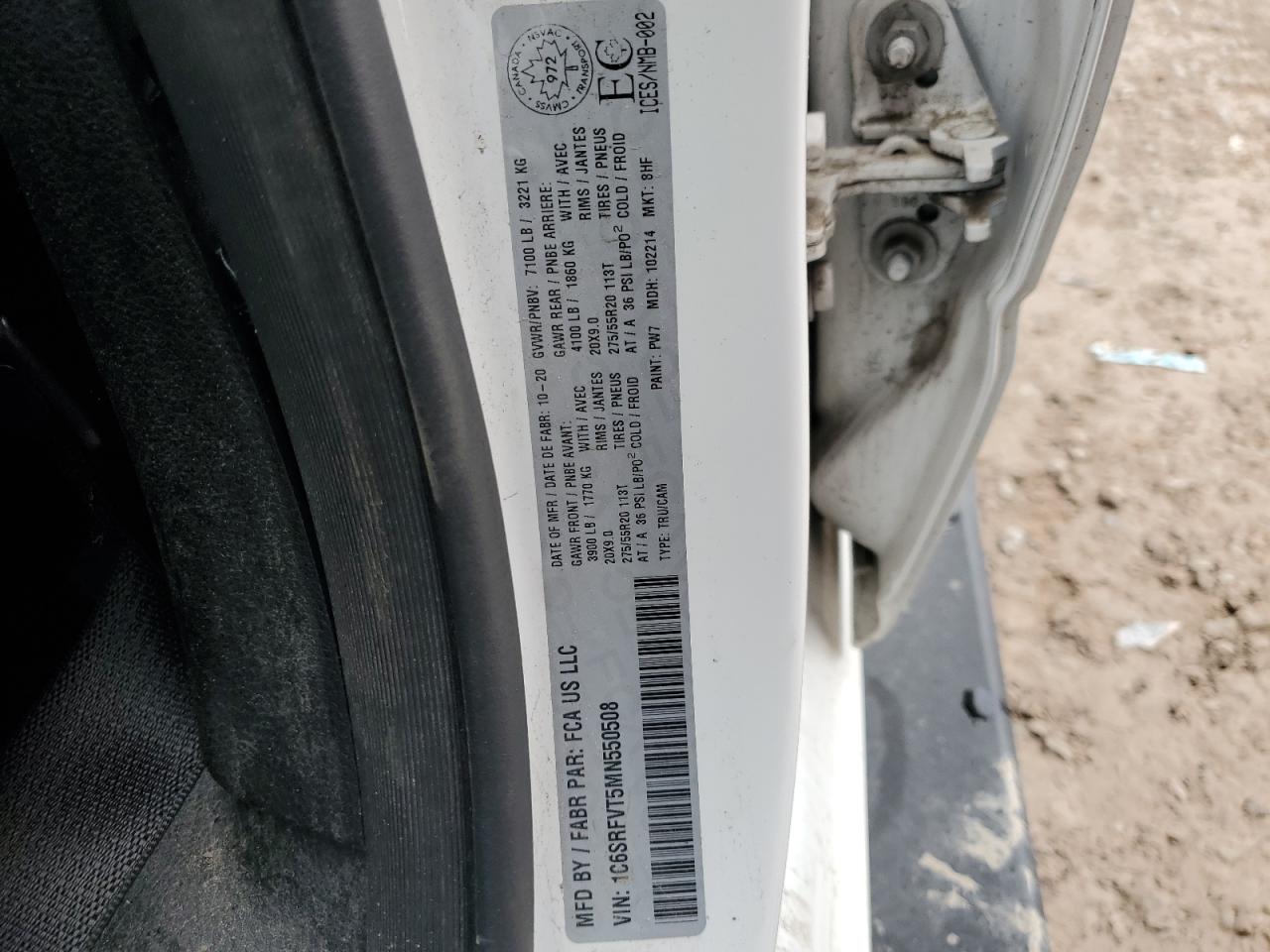 1C6SRFVT5MN550508 2021 Ram 1500 Sport