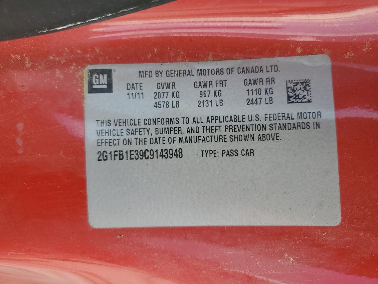 2G1FB1E39C9143948 2012 Chevrolet Camaro Lt