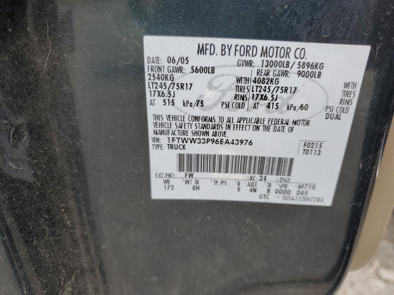 1FTWW33P96EA43976 2006 Ford F350 Super Duty