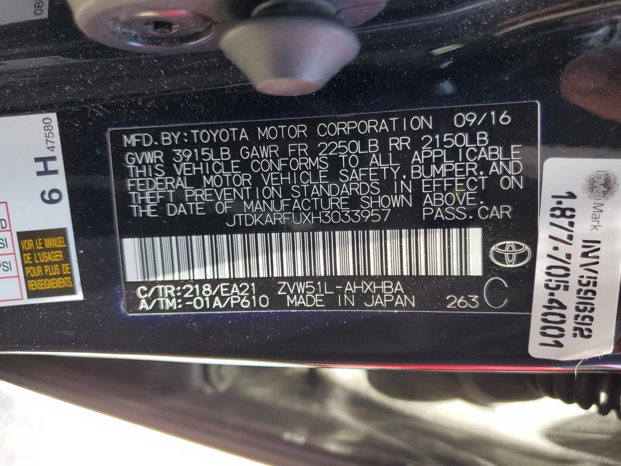 JTDKARFUXH3033957 2017 Toyota Prius