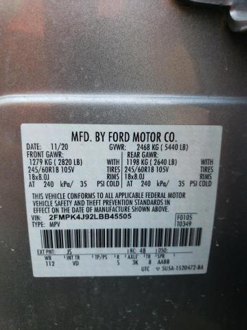 2020 Ford Edge Sel VIN: 2FMPK4J92LBB45505 Lot: 54988554