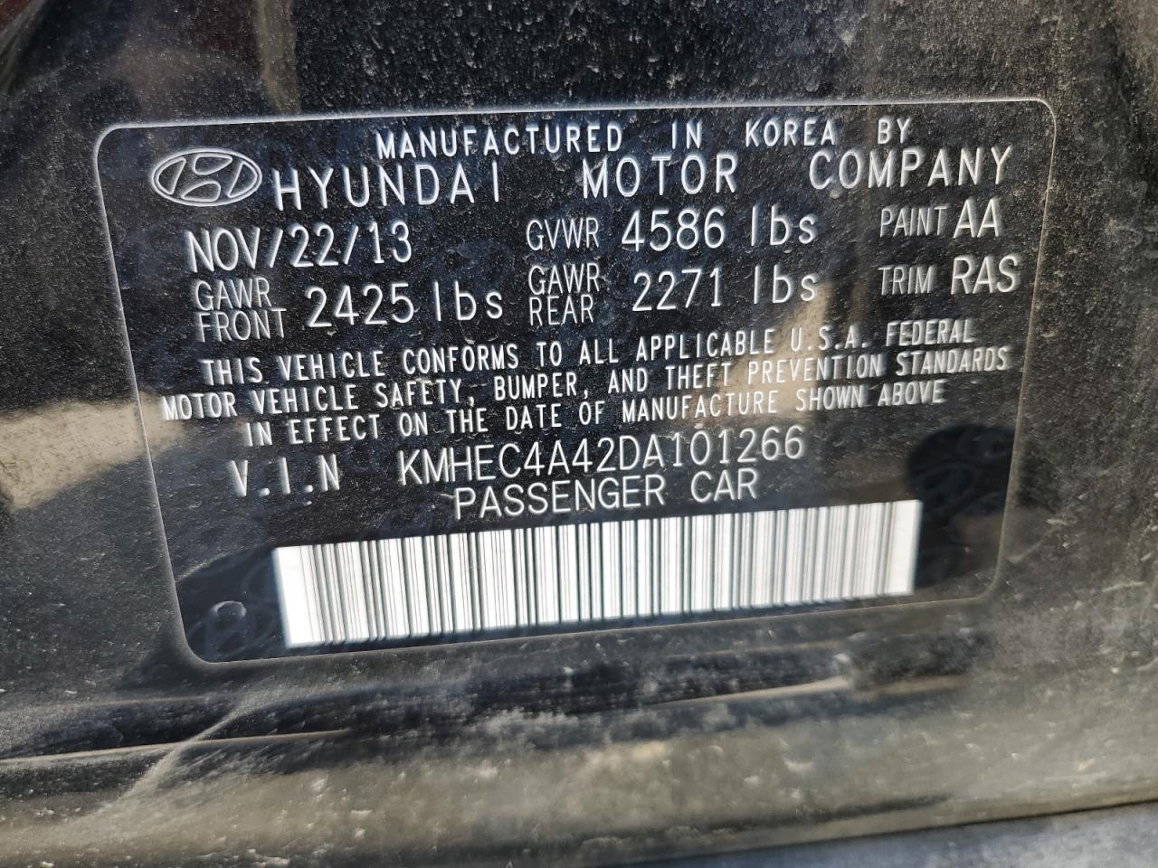 KMHEC4A42DA101266 2013 Hyundai Sonata Hybrid