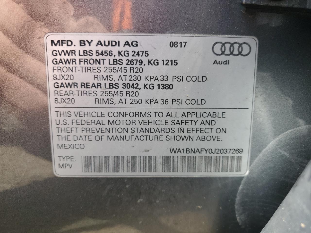 WA1BNAFY0J2037269 2018 Audi Q5 Premium Plus