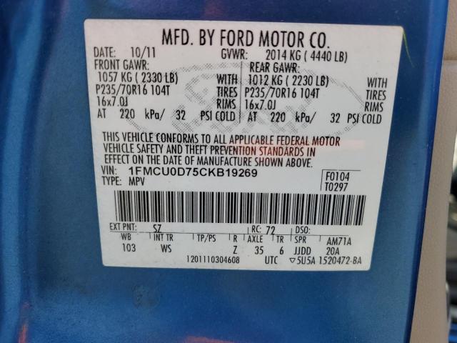 1FMCU0D75CKB19269 2012 Ford Escape Xlt