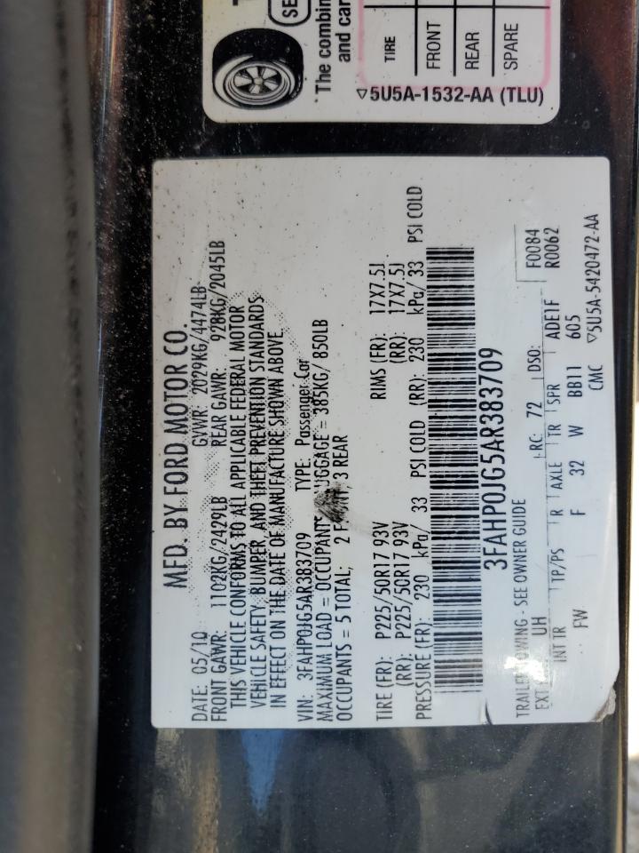 3FAHP0JG5AR383709 2010 Ford Fusion Sel