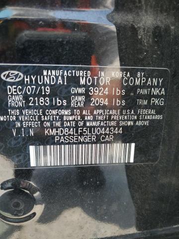 2020 Hyundai Elantra Sel VIN: KMHD84LF5LU044344 Lot: 54047974