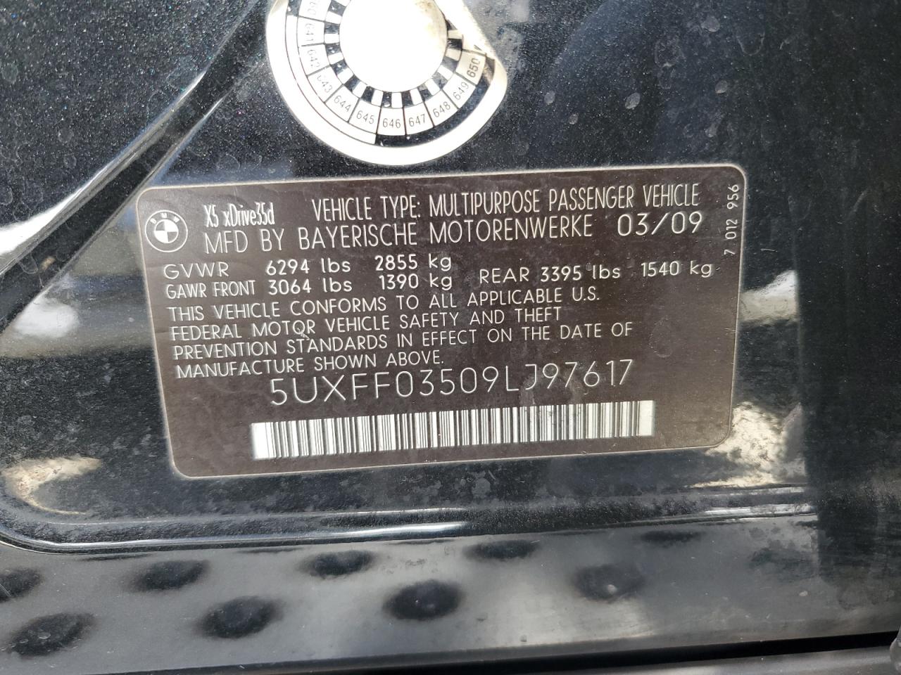 5UXFF03509LJ97617 2009 BMW X5 xDrive35D