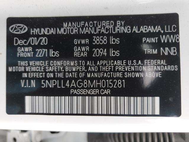 2021 Hyundai Elantra Se VIN: 5NPLL4AG8MH015281 Lot: 54944624