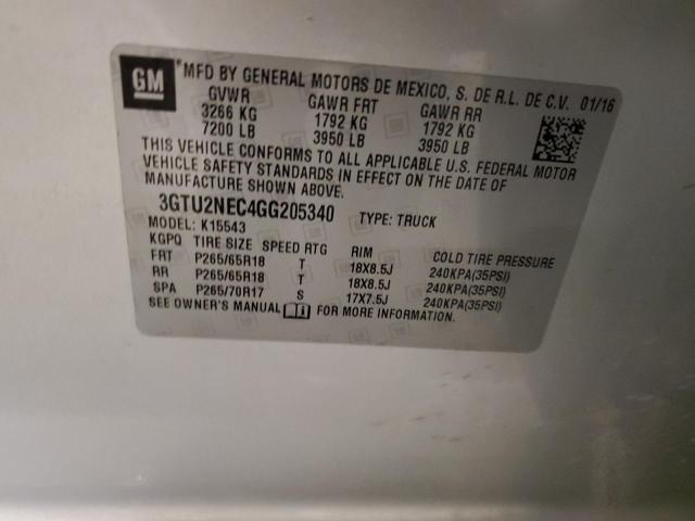 2016 GMC Sierra K1500 Slt VIN: 3GTU2NEC4GG205340 Lot: 56535904