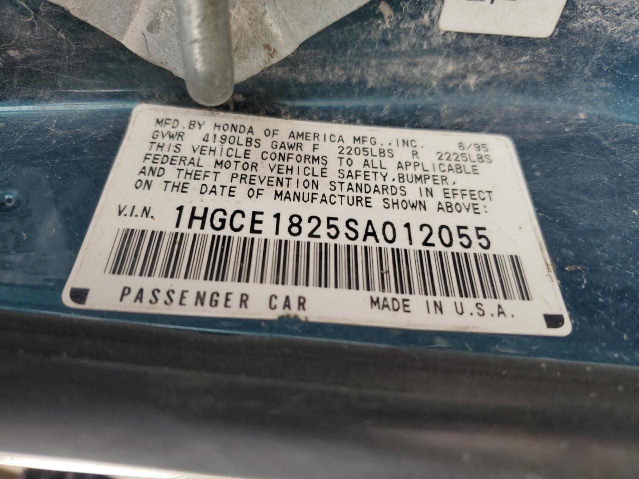 1HGCE1825SA012055 1995 Honda Accord Lx