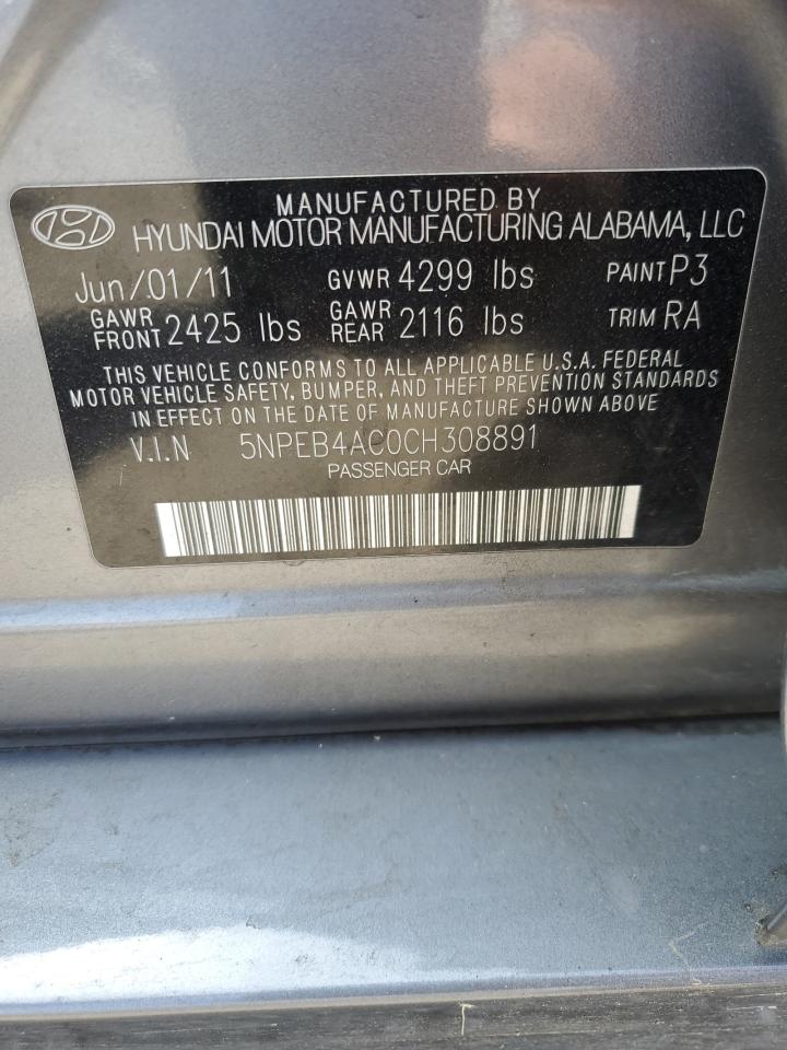 5NPEB4AC0CH308891 2012 Hyundai Sonata Gls