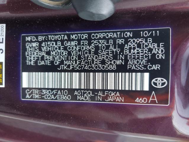 2012 Toyota Scion Tc VIN: JTKJF5C74C3030588 Lot: 54715504