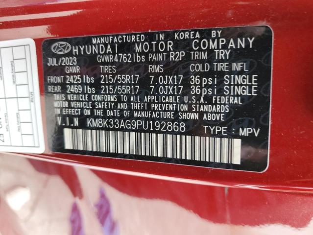 2023 Hyundai Kona Sel VIN: KM8K33AG9PU192868 Lot: 56301774