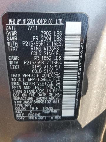 2011 Nissan Juke S VIN: JN8AF5MR9BT021881 Lot: 57359894