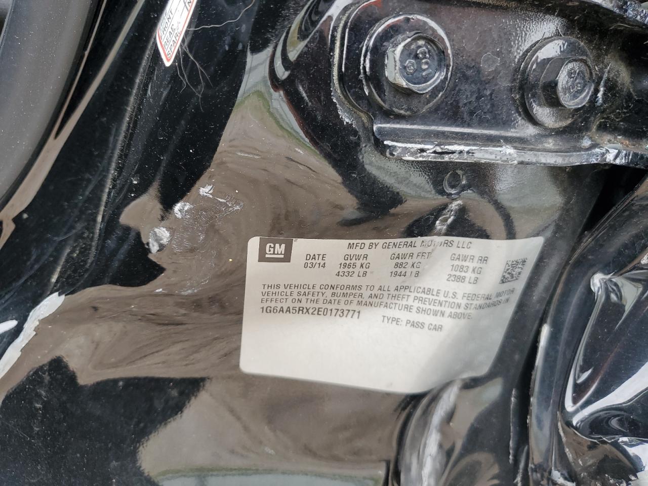 1G6AA5RX2E0173771 2014 Cadillac Ats