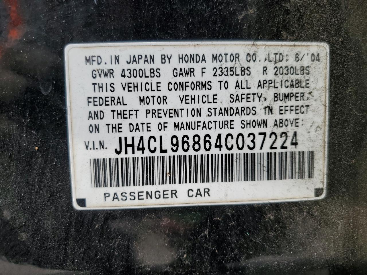 JH4CL96864C037224 2004 Acura Tsx