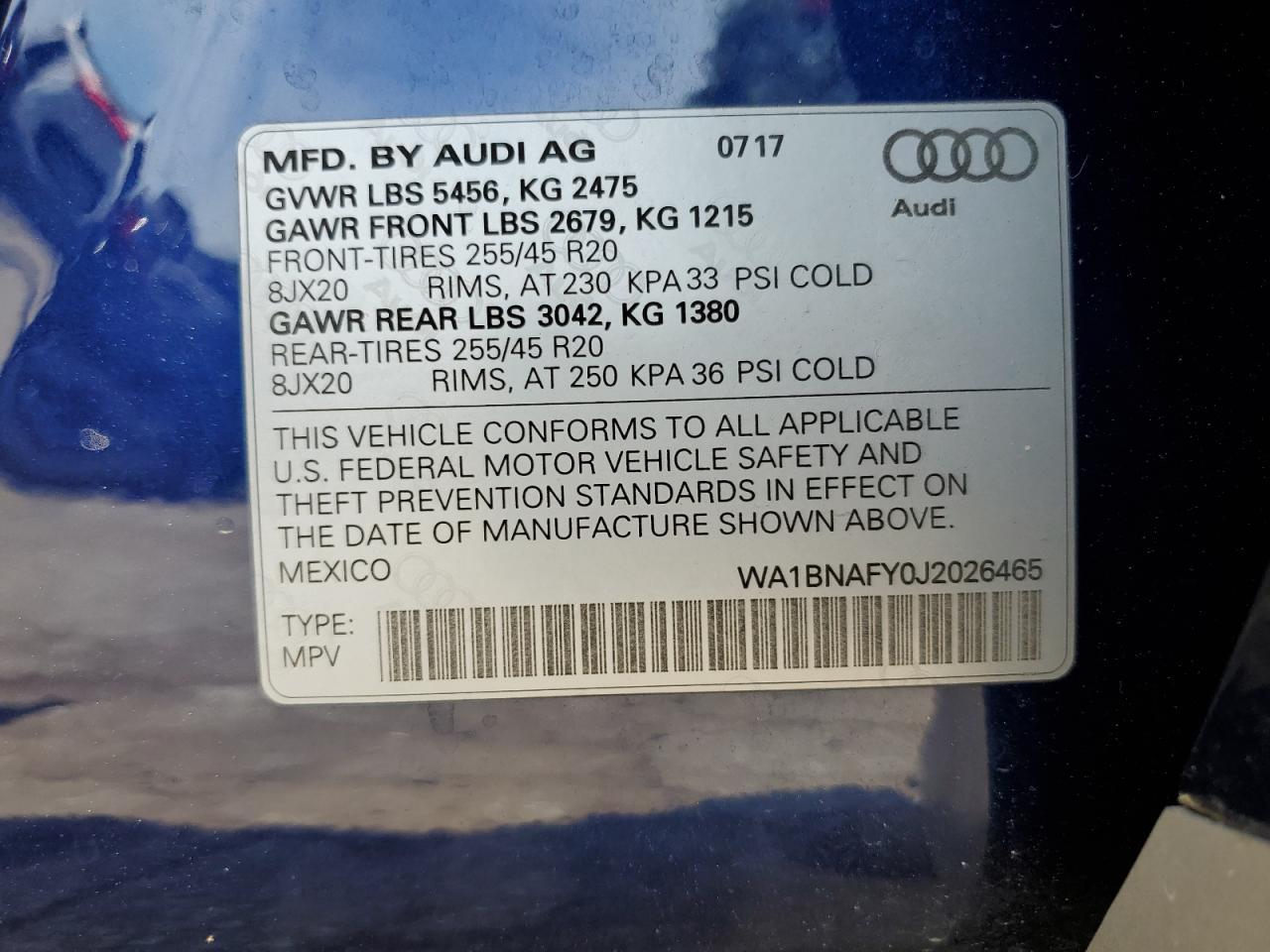 WA1BNAFY0J2026465 2018 Audi Q5 Premium Plus