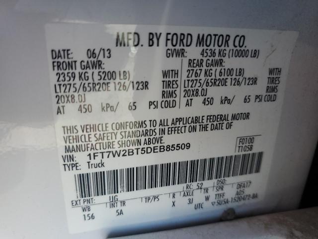 2013 Ford F250 Super Duty VIN: 1FT7W2BT5DEB85509 Lot: 54713814