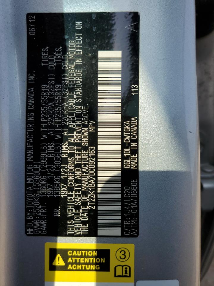 2T2ZK1BA7DC092163 2013 Lexus Rx 350