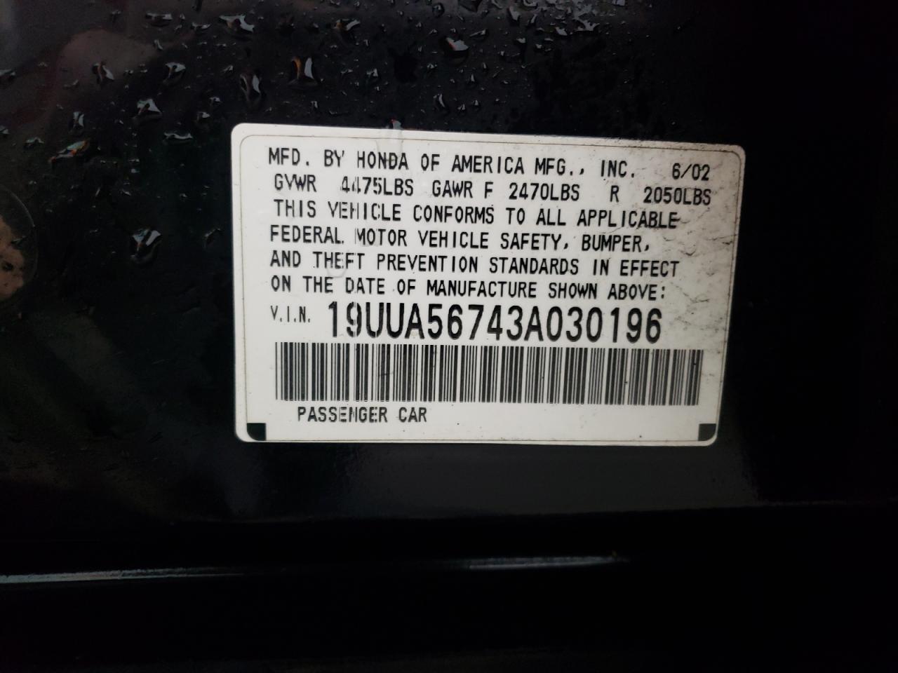 19UUA56743A030196 2003 Acura 3.2Tl