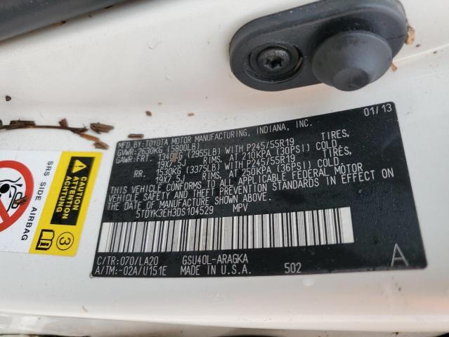 2013 Toyota Highlander Limited VIN: 5TDYK3EH3DS104529 Lot: 54727964