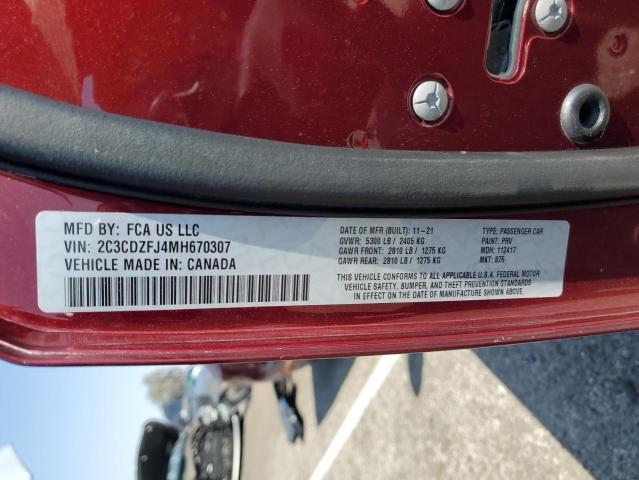 2021 Dodge Challenger R/T Scat Pack VIN: 2C3CDZFJ4MH670307 Lot: 56152394