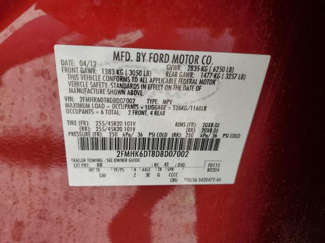 2013 Ford Flex Limited VIN: 2FMHK6DT8DBD07002 Lot: 55541184