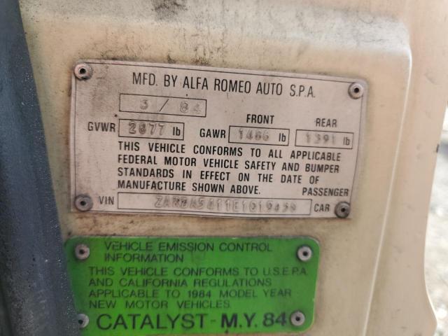 1984 Alfa Romeo Veloce 2000 Spider VIN: ZARBA5411E1019458 Lot: 54331184