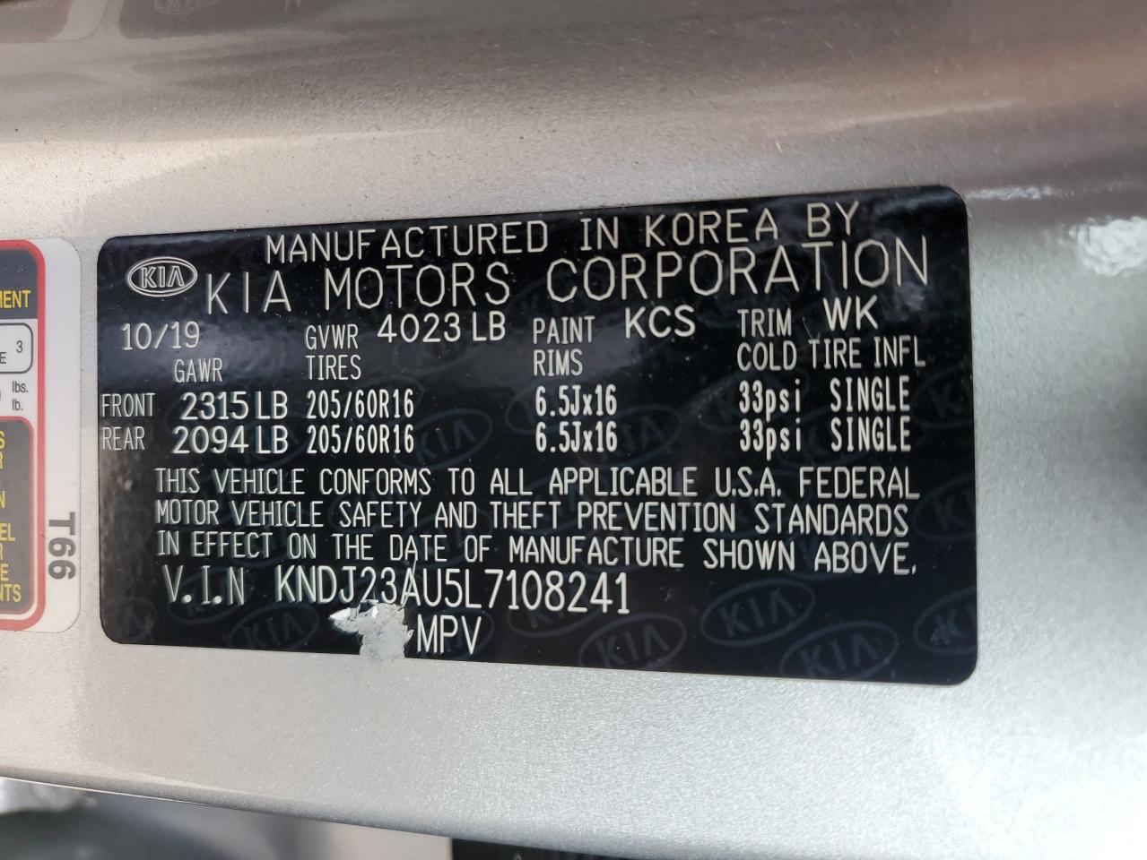 KNDJ23AU5L7108241 2020 Kia Soul Lx