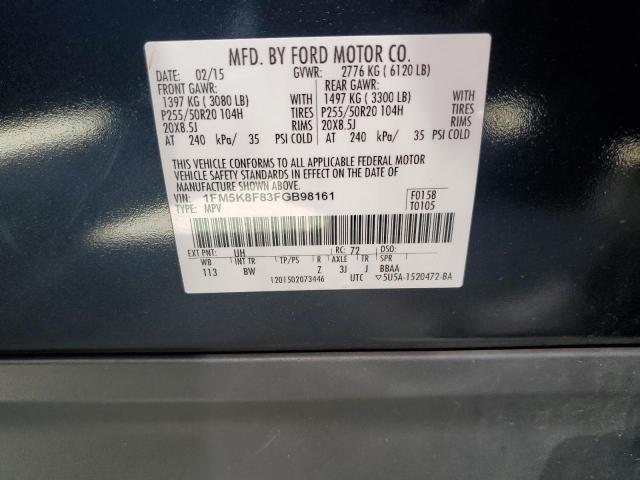 2015 Ford Explorer Limited VIN: 1FM5K8F83FGB98161 Lot: 55947214