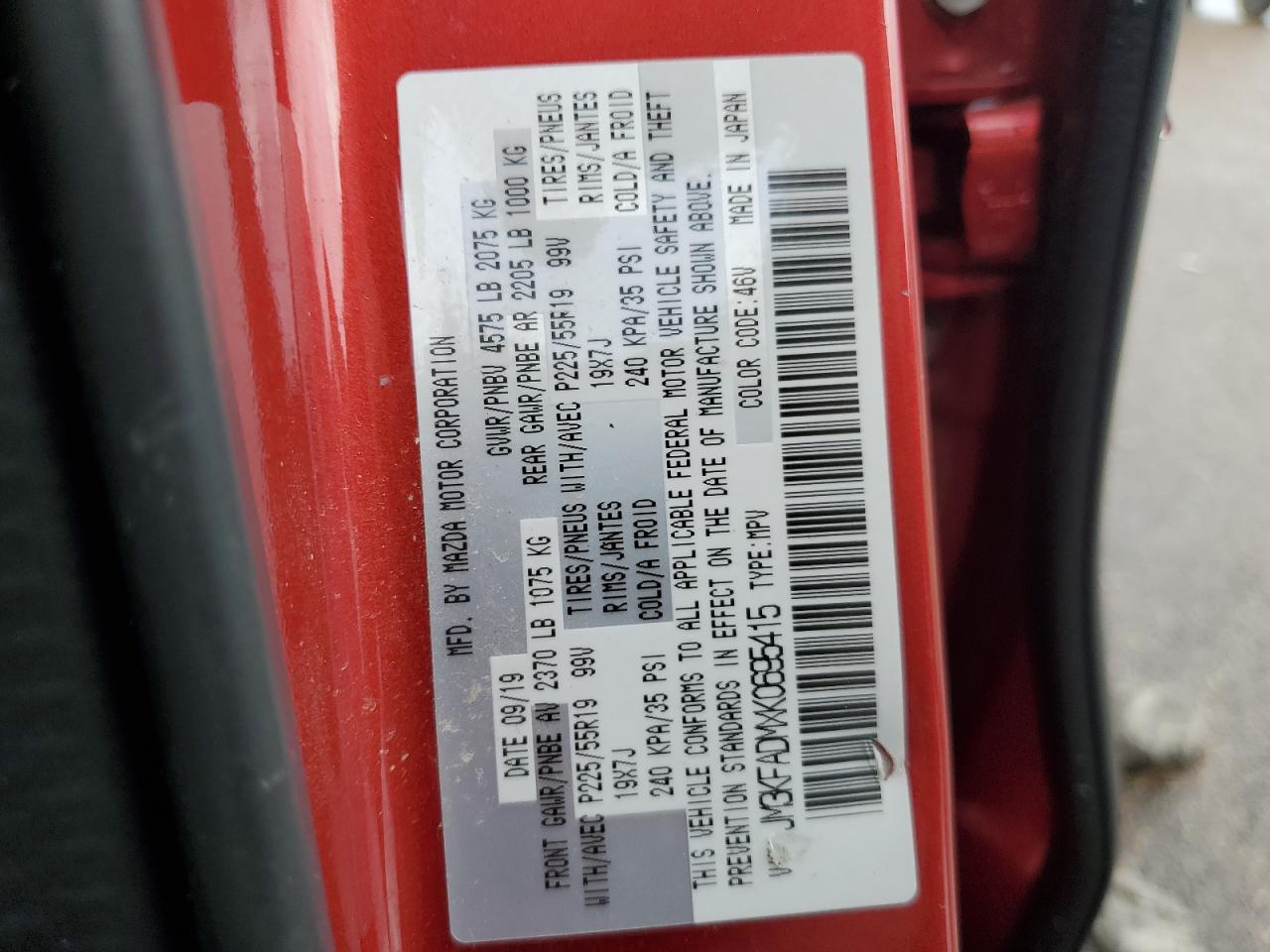 JM3KFADMXK0695415 2019 Mazda Cx-5 Grand Touring