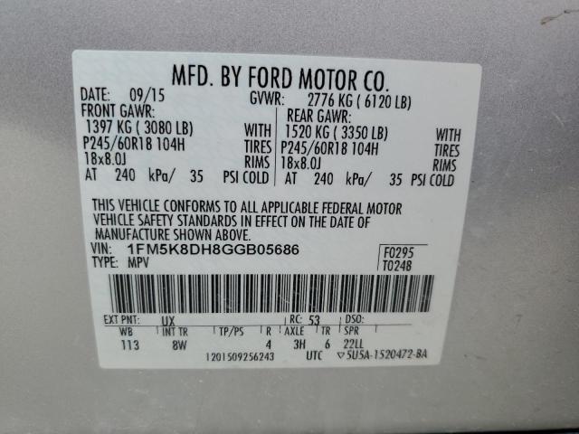 2016 Ford Explorer Xlt VIN: 1FM5K8DH8GGB05686 Lot: 56314244