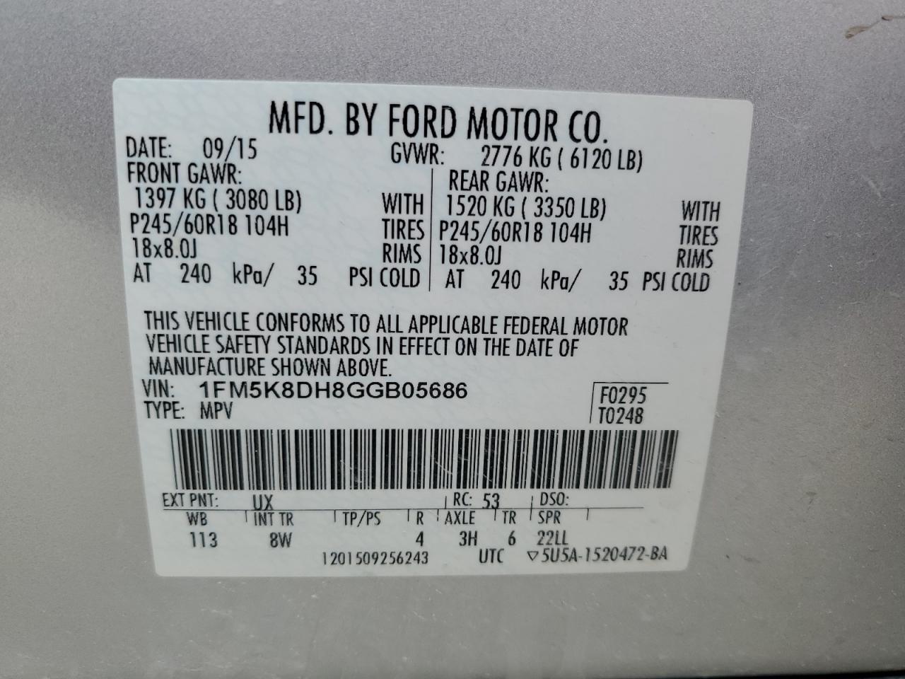 1FM5K8DH8GGB05686 2016 Ford Explorer Xlt