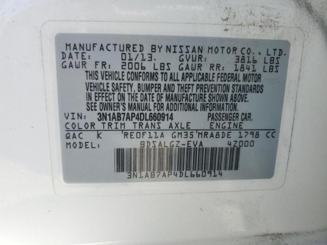 2013 Nissan Sentra S VIN: 3N1AB7AP4DL660914 Lot: 54039944