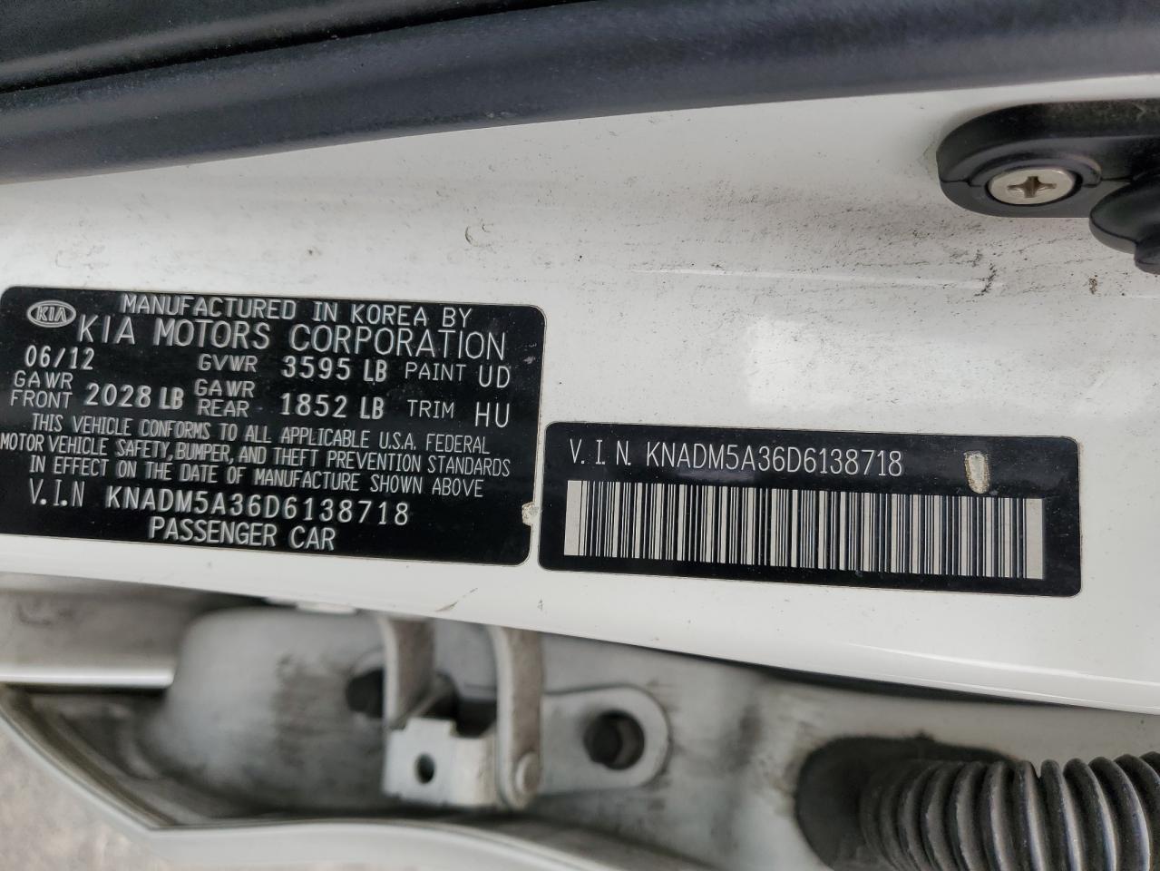 KNADM5A36D6138718 2013 Kia Rio Lx