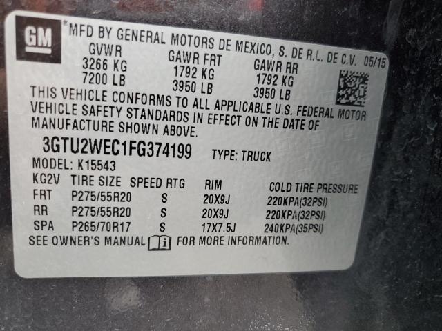 2015 GMC Sierra K1500 Denali VIN: 3GTU2WEC1FG374199 Lot: 53817764