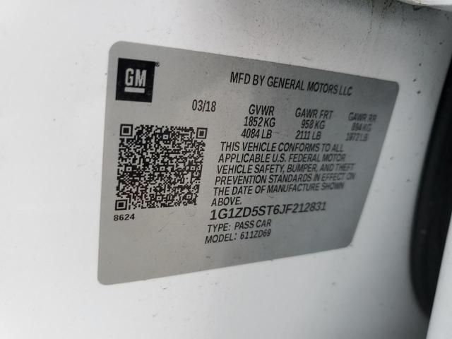 2018 Chevrolet Malibu Lt VIN: 1G1ZD5ST6JF212831 Lot: 55401824