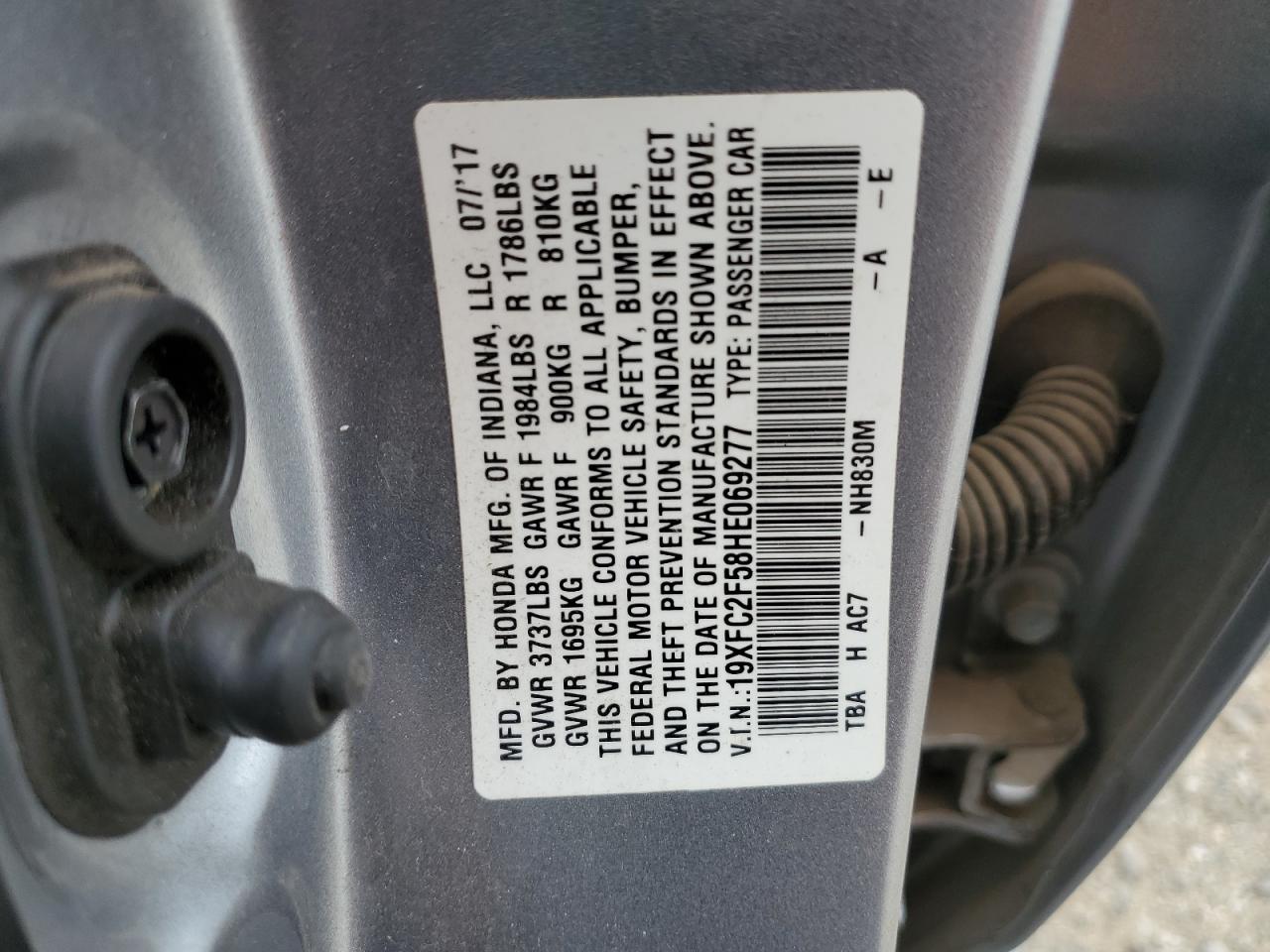 19XFC2F58HE069277 2017 Honda Civic Lx 19XFC2F58HE069277 2017 Honda Civic Lx