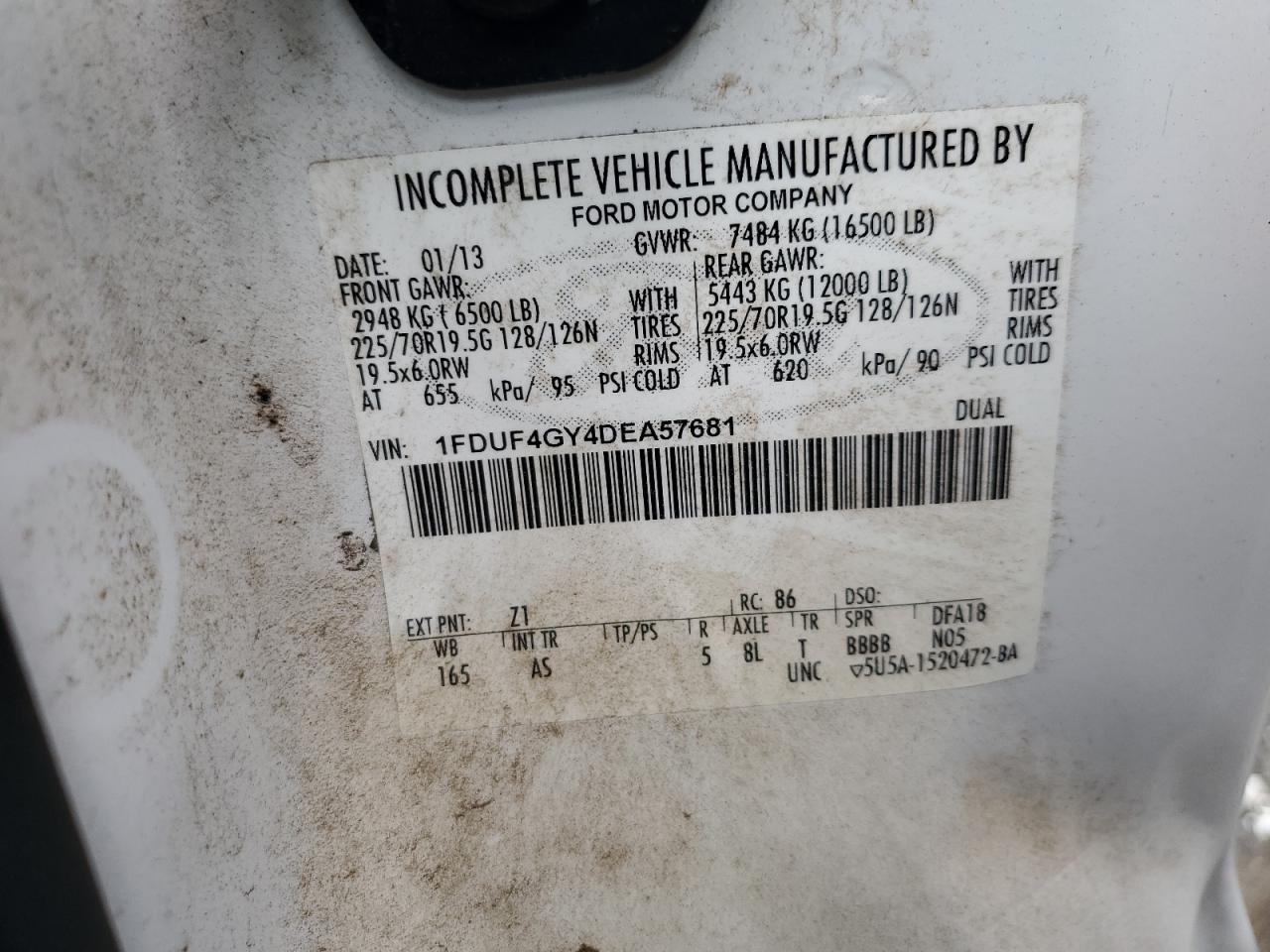 1FDUF4GY4DEA57681 2013 Ford F450 Super Duty