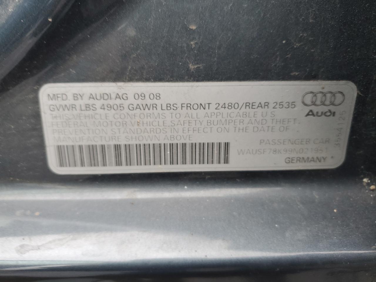WAUSF78K99N021951 2009 Audi A4 Premium Plus