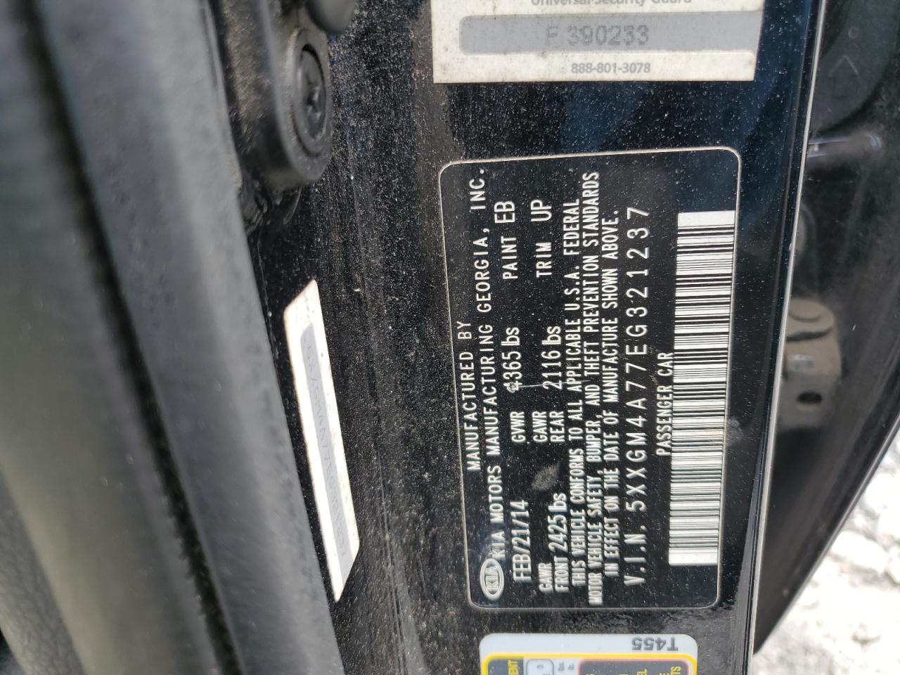 5XXGM4A77EG321237 2014 Kia Optima Lx