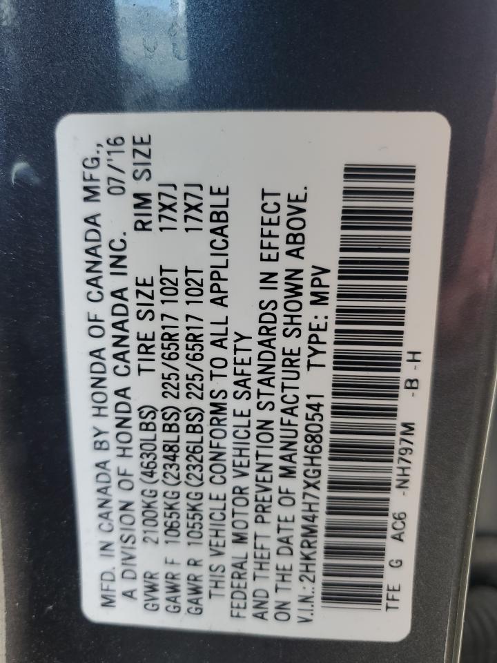 2HKRM4H7XGH680541 2016 Honda Cr-V Exl