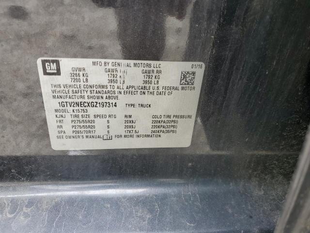 2016 GMC Sierra K1500 Slt VIN: 1GTV2NECXGZ197314 Lot: 55107834