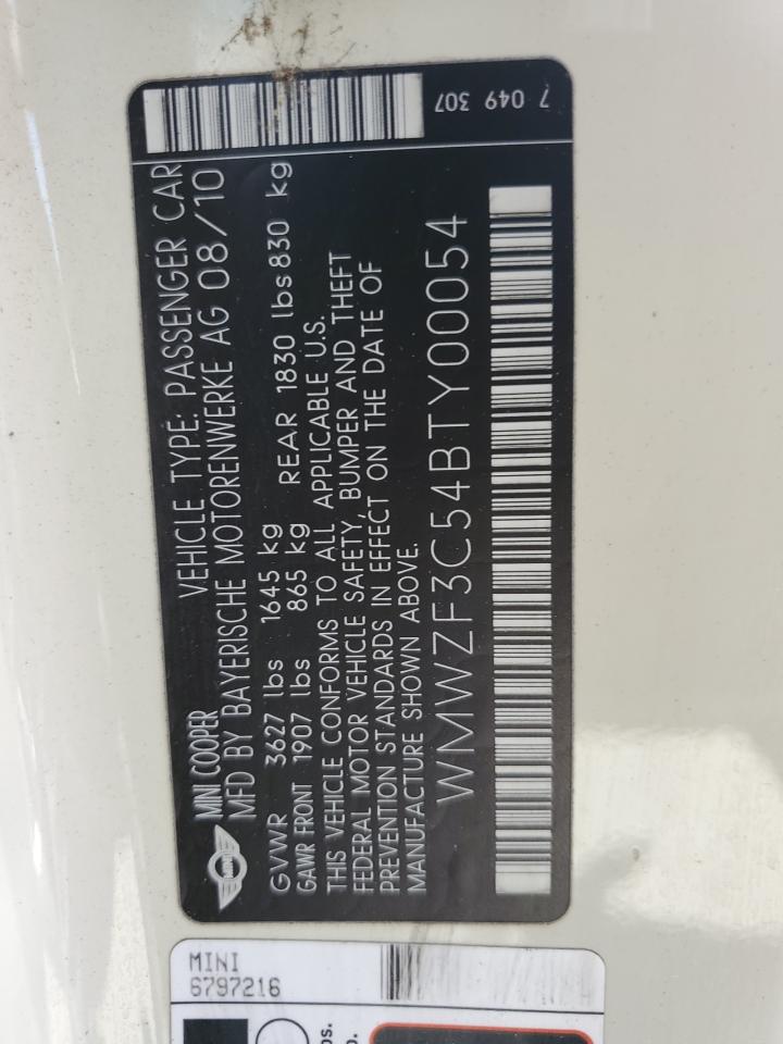 WMWZF3C54BTY00054 2011 Mini Cooper Clubman
