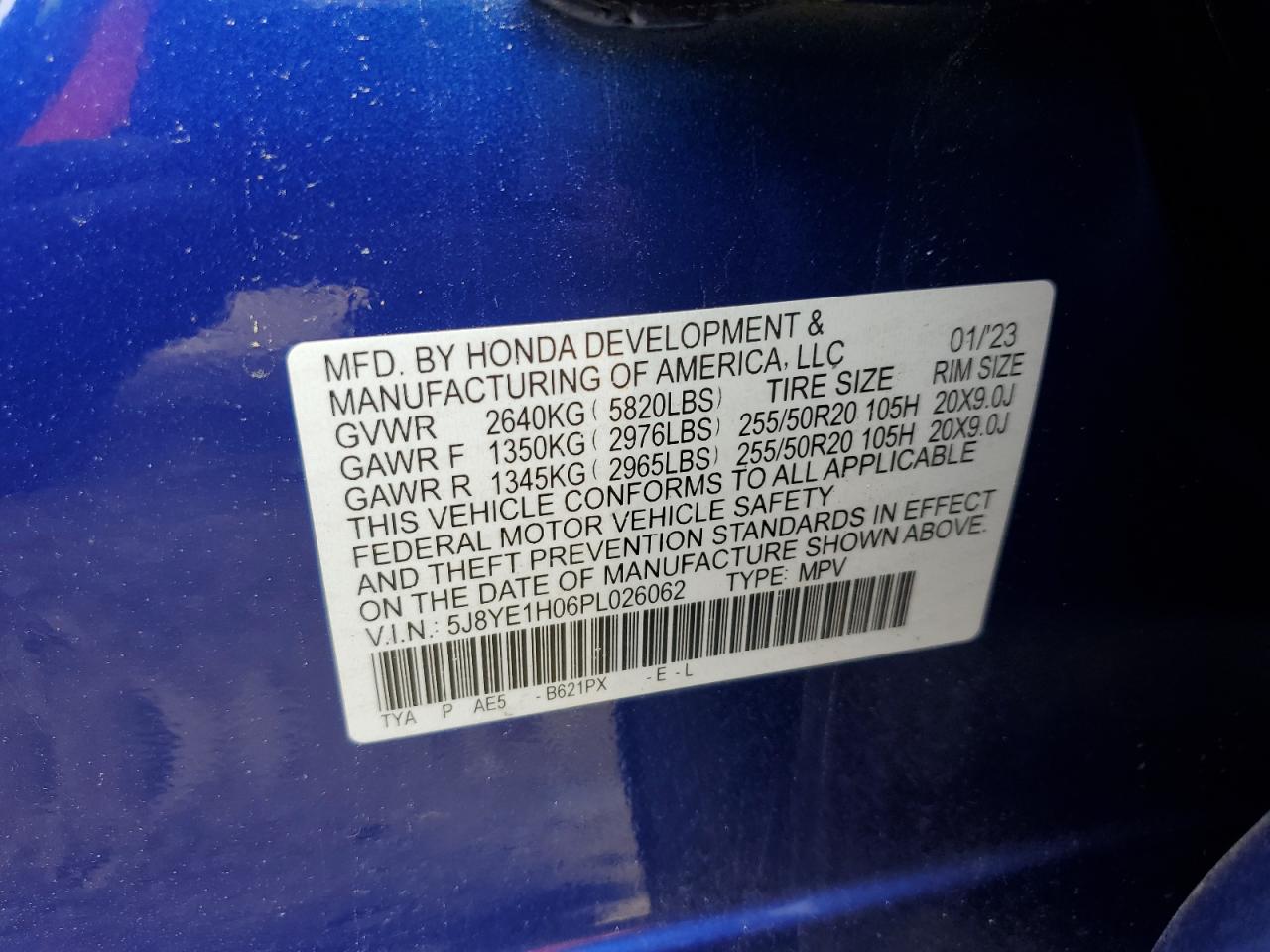 5J8YE1H06PL026062 2023 Acura Mdx A-Spec