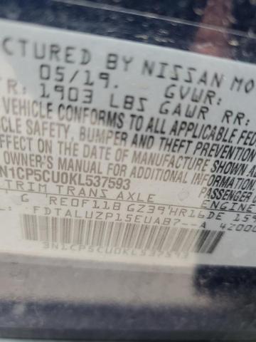 2019 Nissan Kicks S VIN: 3N1CP5CU0KL537593 Lot: 54587604