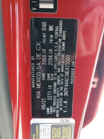 2021 Kia Forte Gt VIN: 3KPF44AC1ME415100 Lot: 55551384